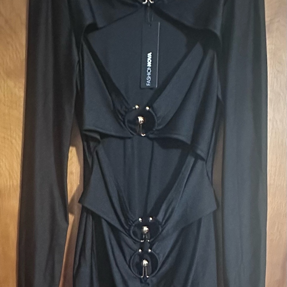 Fashion Nova Elegant Black Long Sleeve Dress